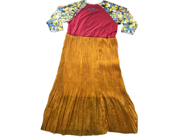 Hand Embellished Simpsons Upcycled dress by Zealot