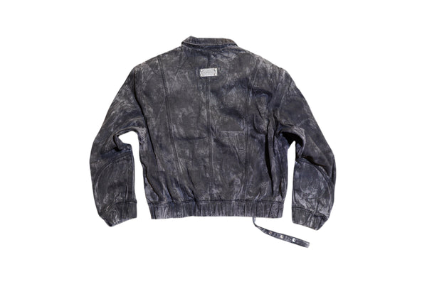 Black Acid Denim Jacket Pants Set