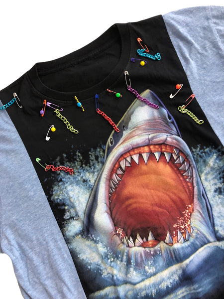 Hand Upcycled Shark Shirt by Zealot