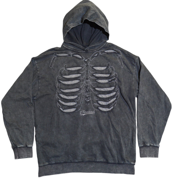 Black Hand Bleached Embellished Skull Hoodie