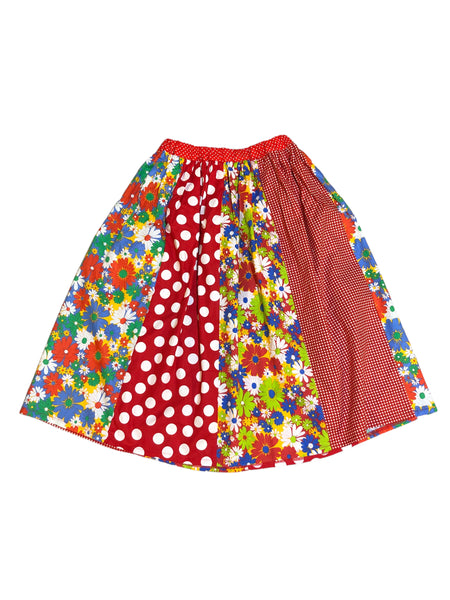 Candelicious Red and white Polka dot Patchwork Skirt