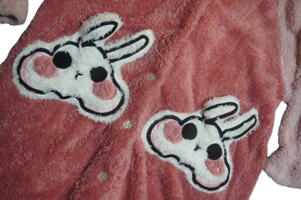 Embellished Fleece Bunny Hooded Robe