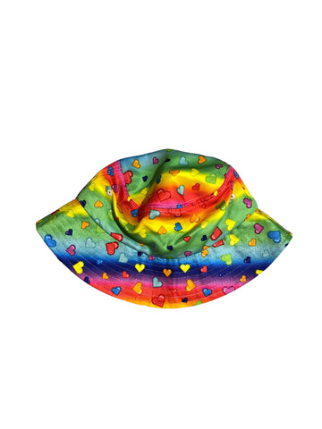 Custom Rainbow Heart Bucket Hat by Candelicious