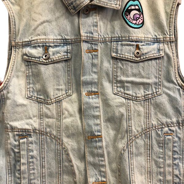 Embellished Panther Denim Vest