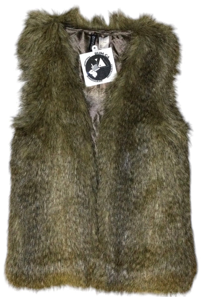 Embellished witchy cat faux fur vest