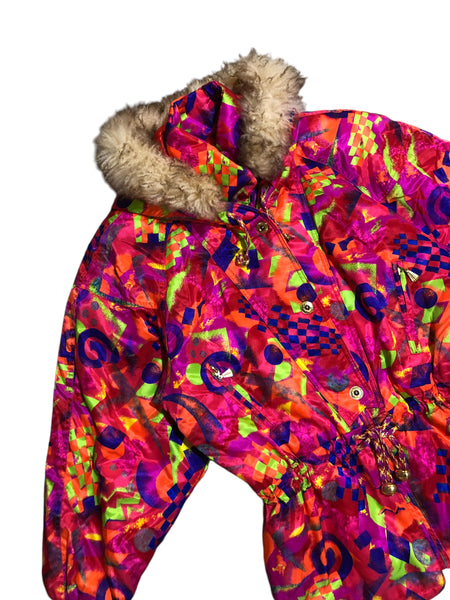 Vintage Red Colourful Ski Jacket