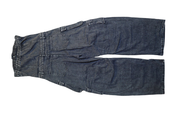 Distressed Denim Cargo Halter Onesie