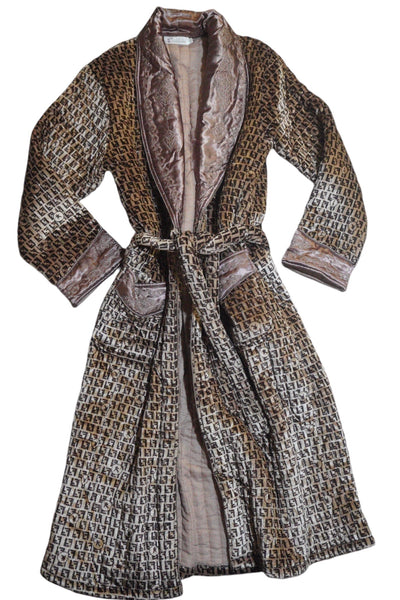 Vintage Quilted Velvet Patterned Robe