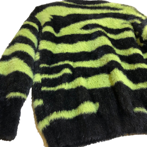 BACK IN STOCK Neon Green Black Mohair Knit Cardigan Sweater