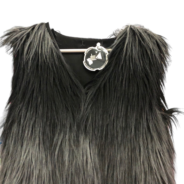 Embellished Heart Eye faux fur vest