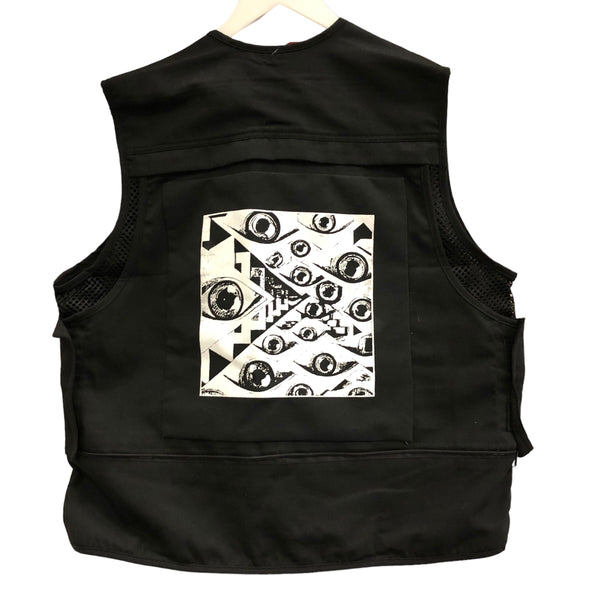 Escher Eyes Printed Patch Cargo Vest