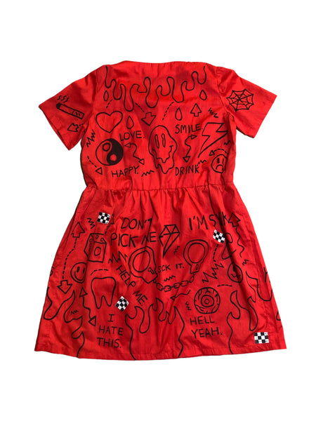 Red Smiley Short Sleeve Button up By Zealot