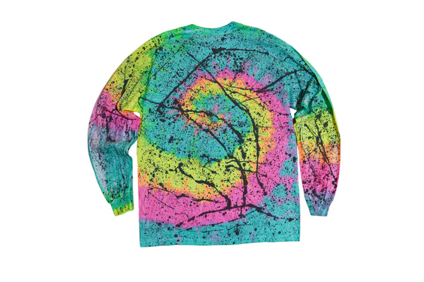 Hand Splattered Neon Neko Party Long Sleeve Crewneck