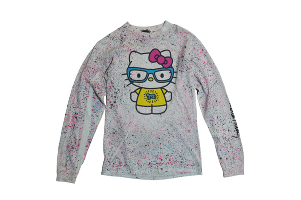 Hand Splattered One of a Kind Hello Kitty Crewneck by Keith Haring