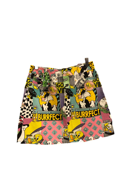 Looney Tunes Print  Denim Mini-Skirt