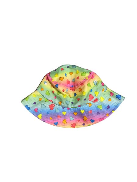 Custom Rainbow Heart Bucket Hat by Candelicious