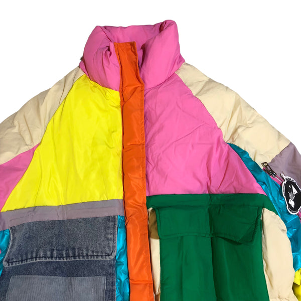 Colorful Rainbow Color Block Puffer Jacket