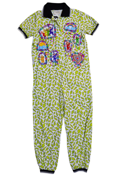 Hand Embellished OOAK teletubby jumpsuit by Zealot