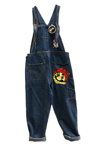 Handpainted OOAK Mario Denim Overalls by Zealot