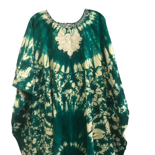 Emerald Green Vintage Tie dye Kaftan Dress