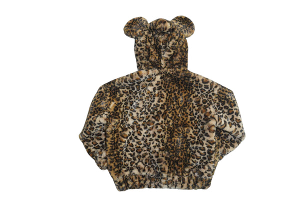 Leopard Faux Fur Jacket with Hood