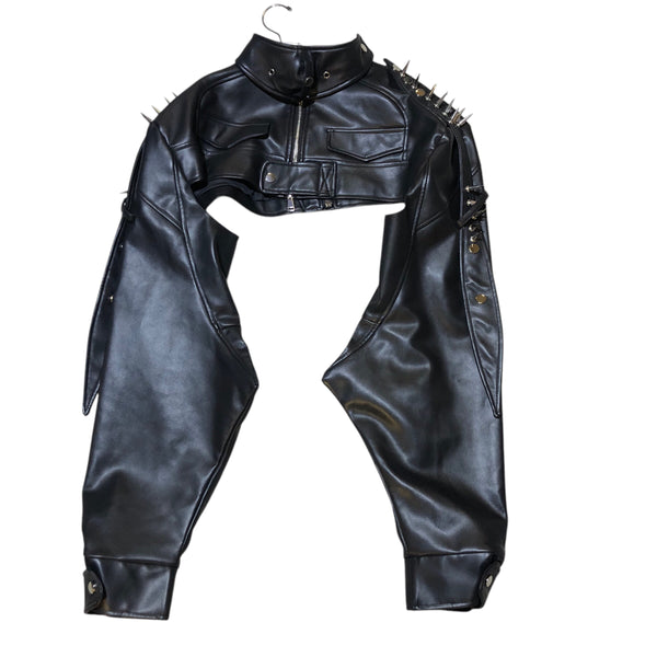 Faux Leather Biker Crop jacket