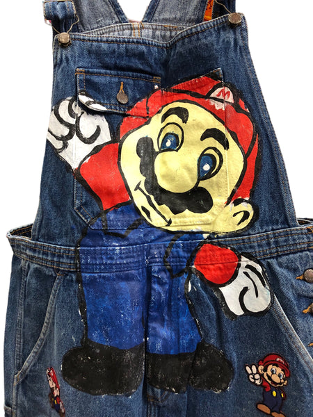 Handpainted OOAK Mario Denim Overalls by Zealot