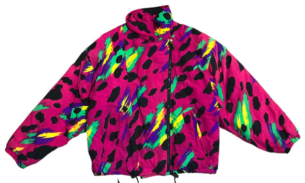 Vintage Fuscia Print Pullover Jacket