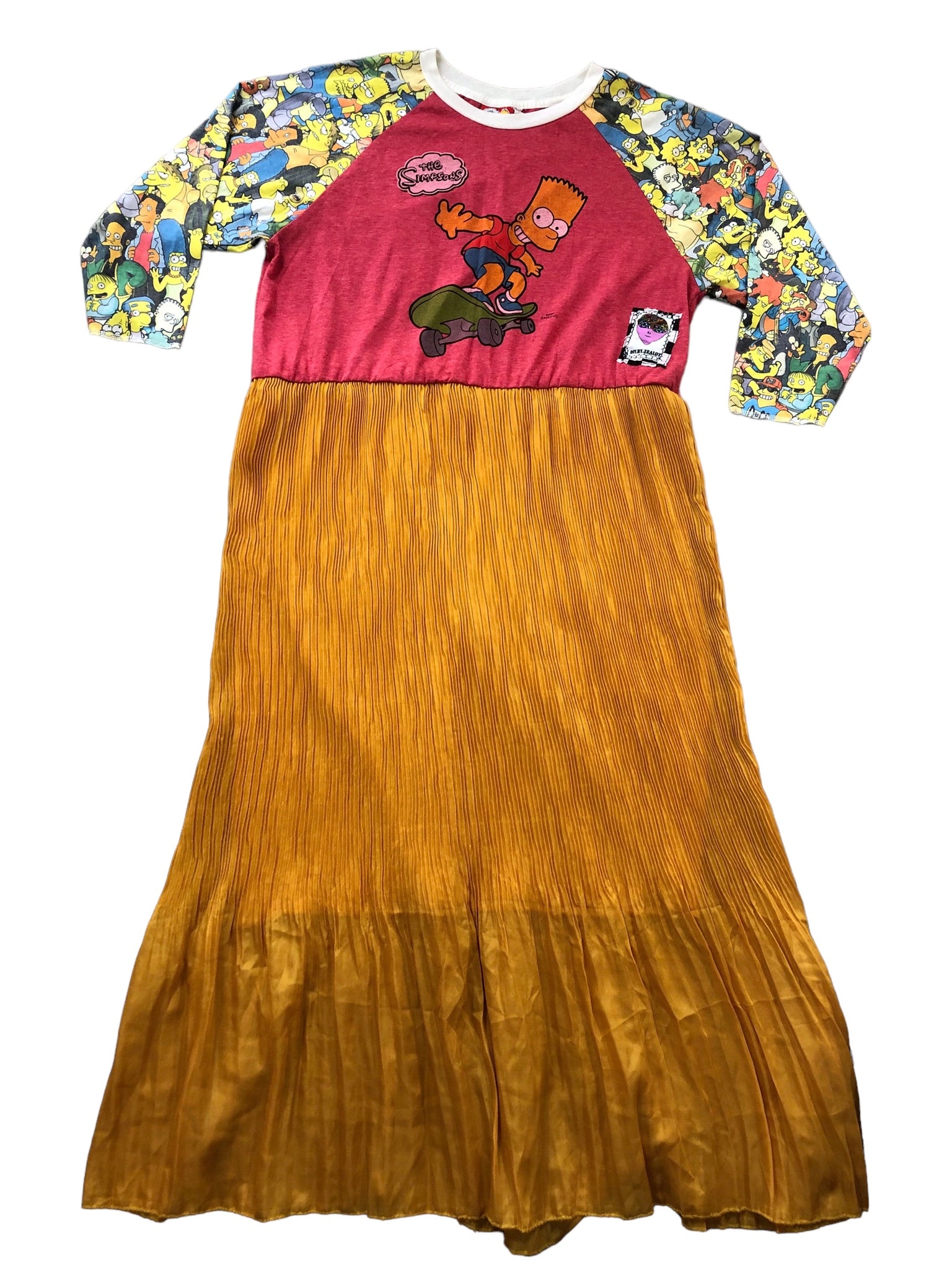 Hand Embellished Simpsons Upcycled dress by Zealot