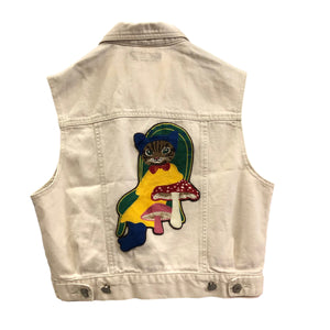 Blim Mushroom Cat Vintage Denim Vest