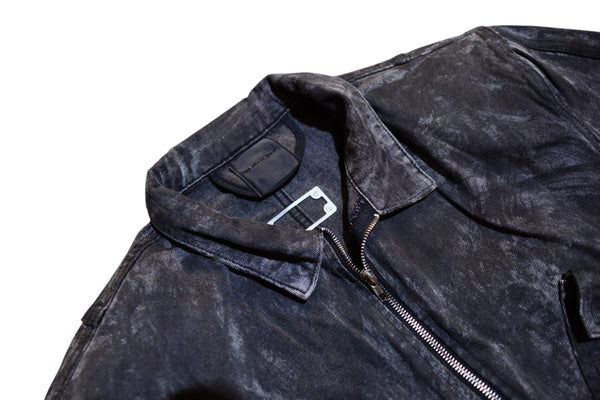 Black Acid Denim Jacket Pants Set