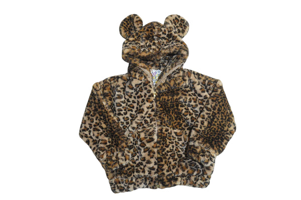 Leopard Faux Fur Jacket with Hood