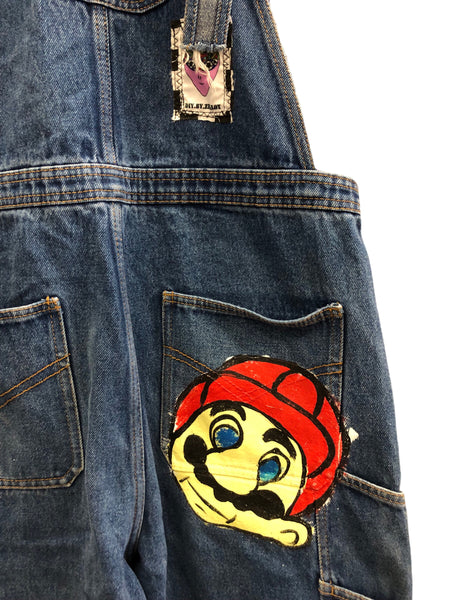 Handpainted OOAK Mario Denim Overalls by Zealot