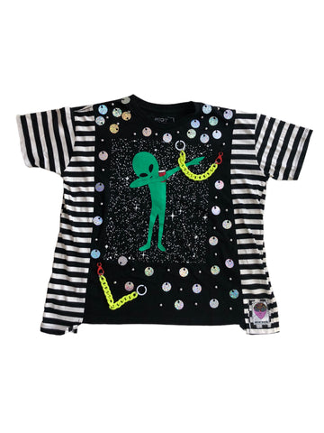 Hand Embellished Alien Dab Shirt by Zealot