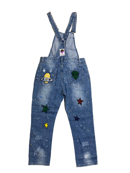 Embellished OOAK Denim Overalls by Zealot