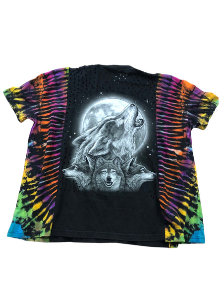 Hand Embellished Tie Dye Wolf Shirt by Zealot