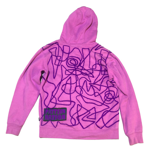 Pink/Purple Hand Patchwork Hoodie by Pattern Nation
