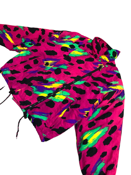 Vintage Fuscia Print Pullover Jacket