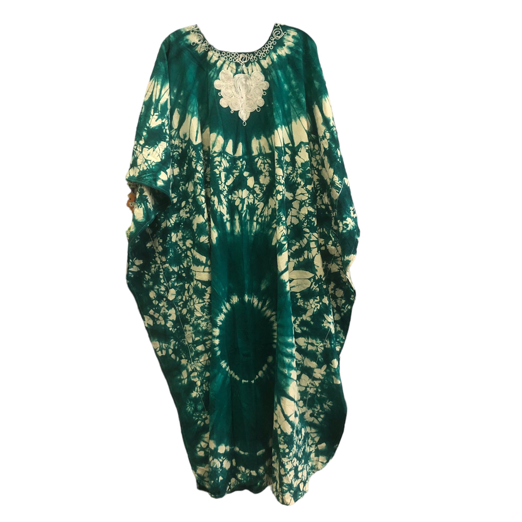 Emerald Green Vintage Tie dye Kaftan Dress