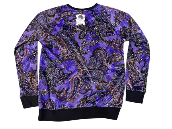 Hand Upcycled Paisley Velvet sweater by Zealot