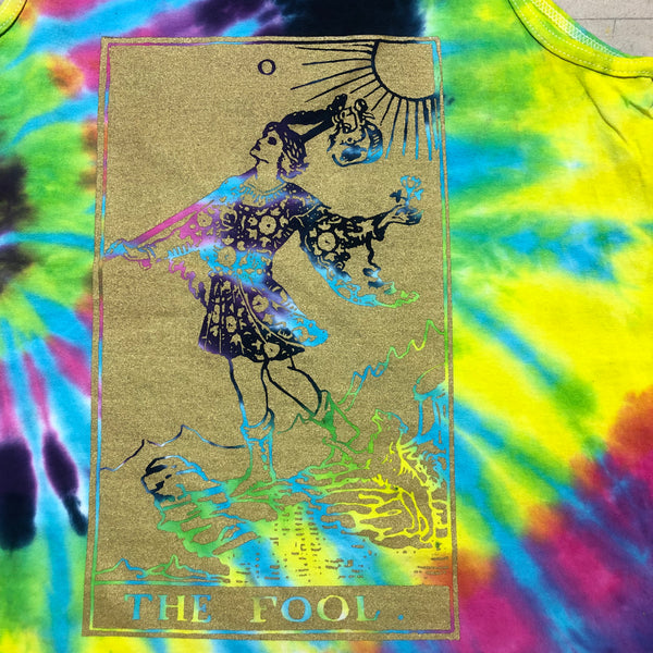 By Tooth and Claw for Blim “Neon Rainbow Tie Dye Tank Gold Fool”