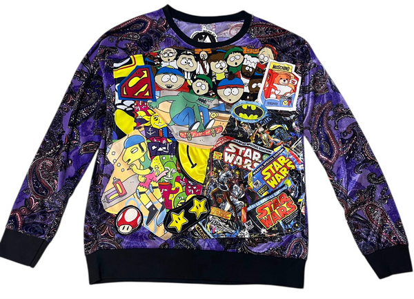 Hand Upcycled Paisley Velvet sweater by Zealot