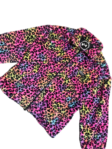 Rainbow Leopard Faux Fur Jacket