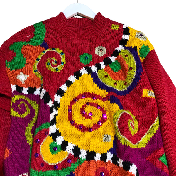 Vintage Claus Petites Embellished Knit Pullover