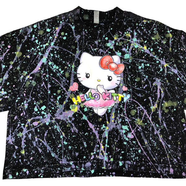 Hand Splattered One of a Kind Hello Kitty Crewneck Crop T by Blim