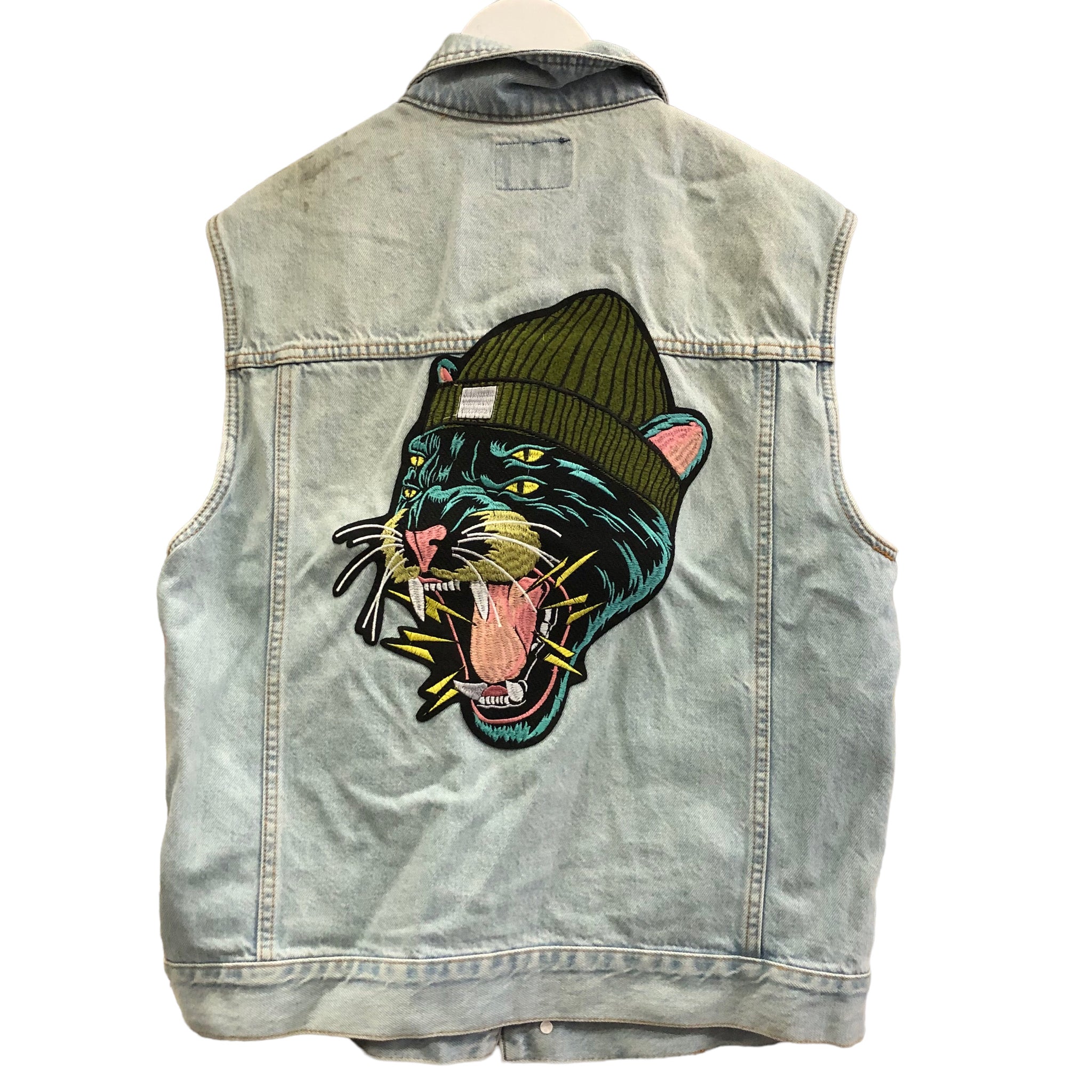 Embellished Panther Denim Vest