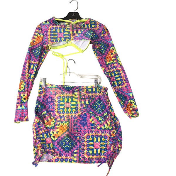 Abstract Rainbow Mesh Crop Top Set