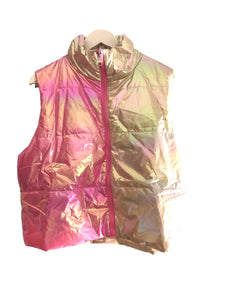 Holographic Pink & White Dual Puffer Jacket