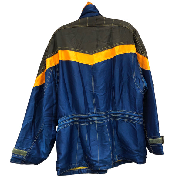 Blue Yellow Color Block Jacket by Seillor