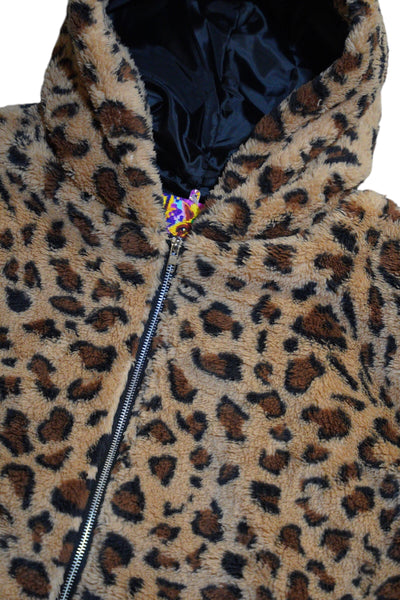 Leopard Faux Fur Jacket with Hood